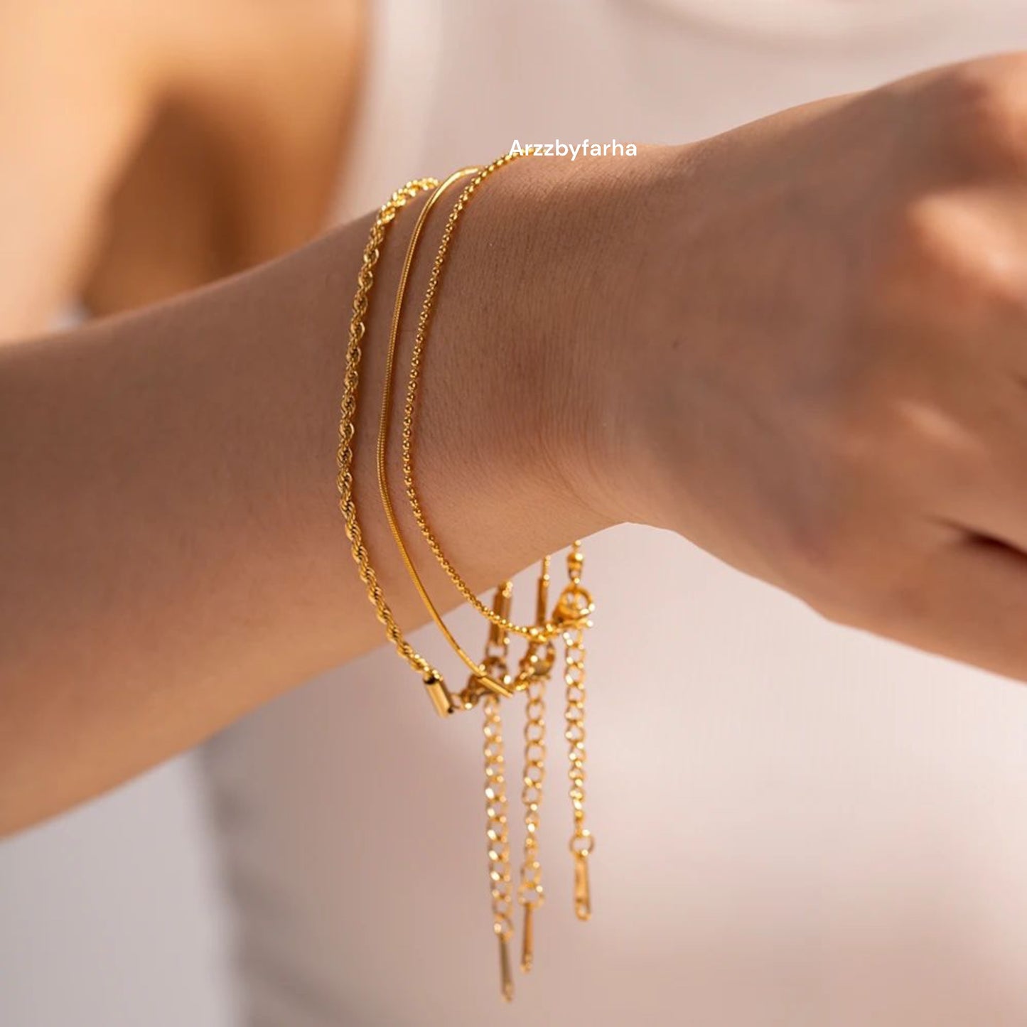 18k Gold Plated 3 layered Chain Stack Bracelet