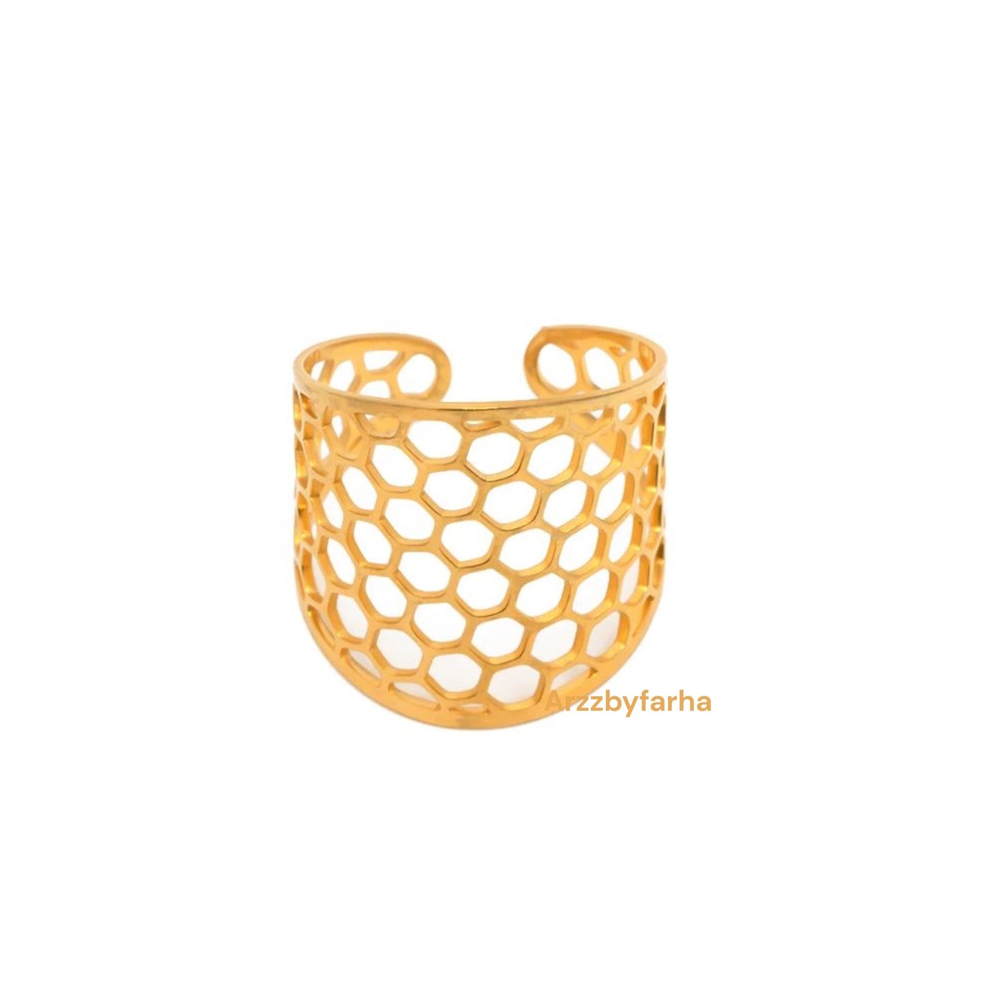 18k Gold Plated Honey Comb Finger Ring