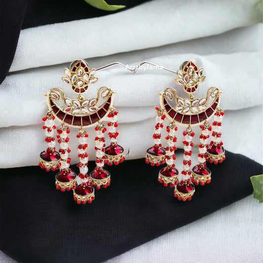 Enamel Maroon Chandbali Earrings