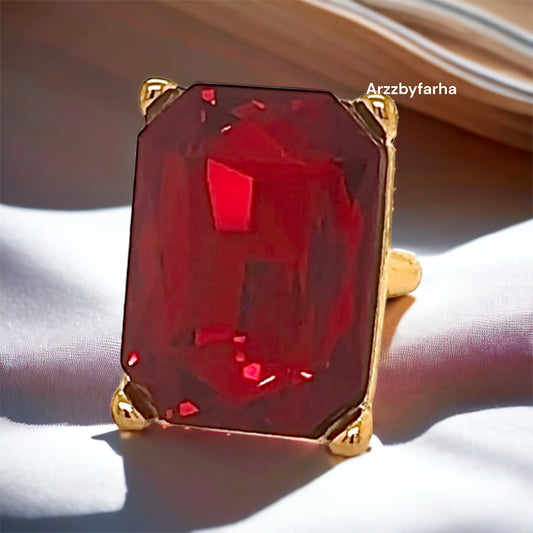 18k Gold Plating Statement Red Finger Ring