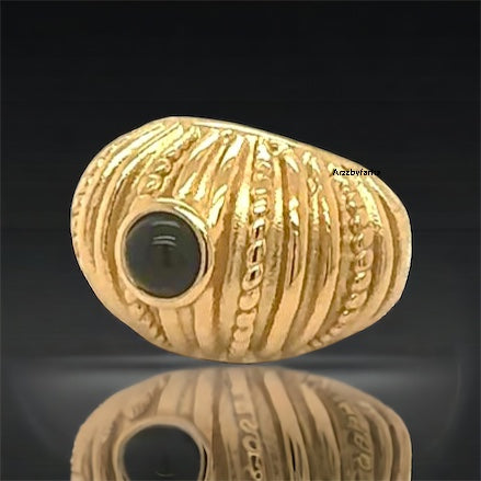 18k Gold Plating Statement Black Finger Ring