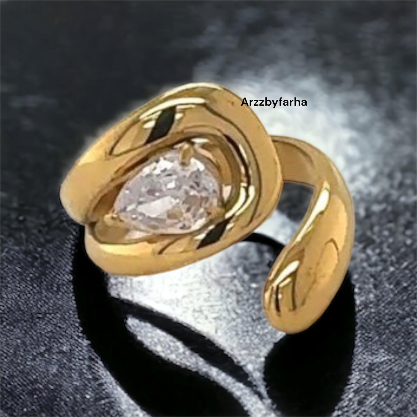 Crystal Stone Gold Finger Ring