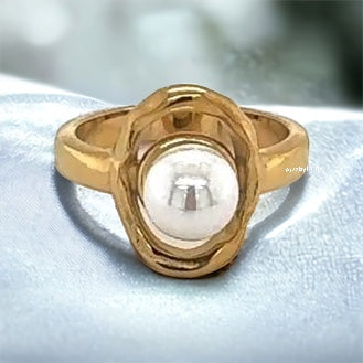 18k Gold Plated Pearl Finger Ring