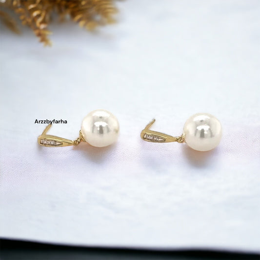 White Pearl & AD Small Earrings