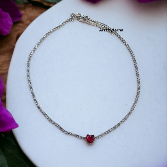 Red Heart AD Chain Necklace