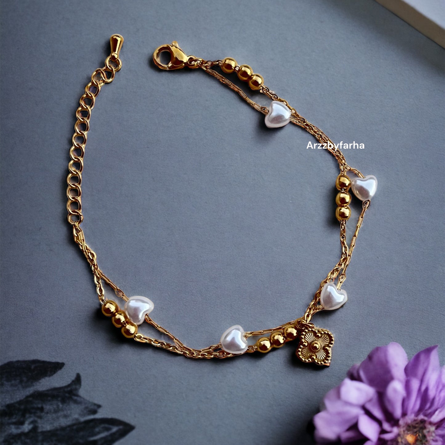 Van Cleef White Heart Bracelet