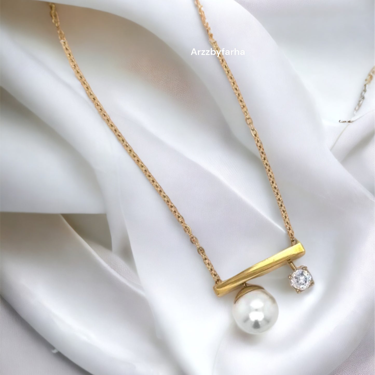 Pearl & Dainty Stone Necklace