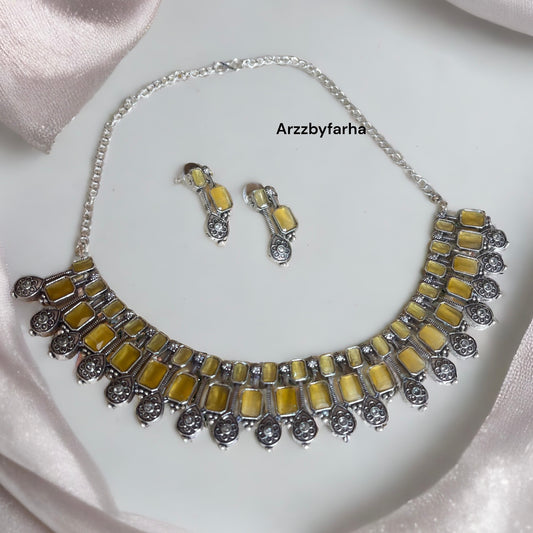 Yellow Choker Necklace Set