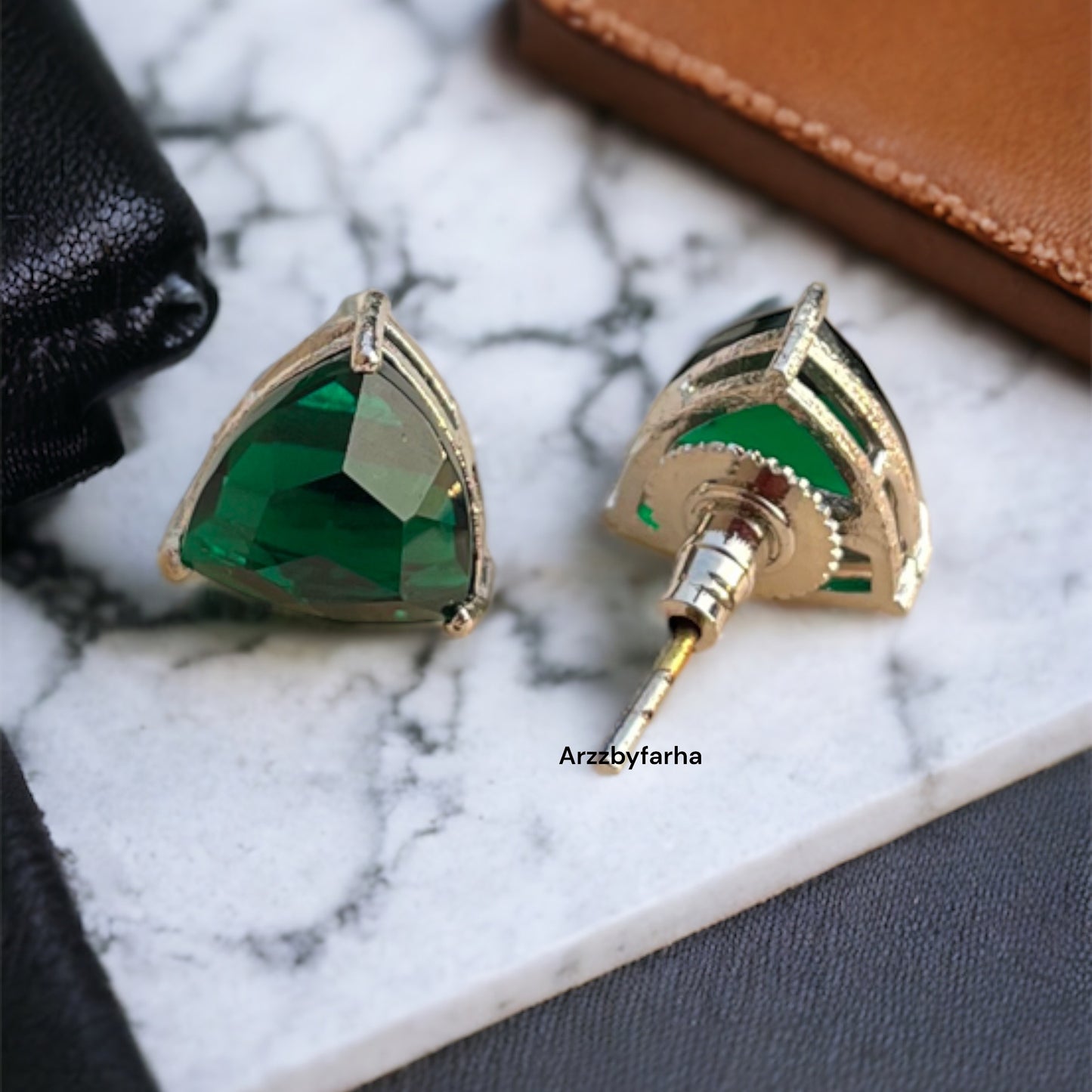 AD Green Stone Studs Earring