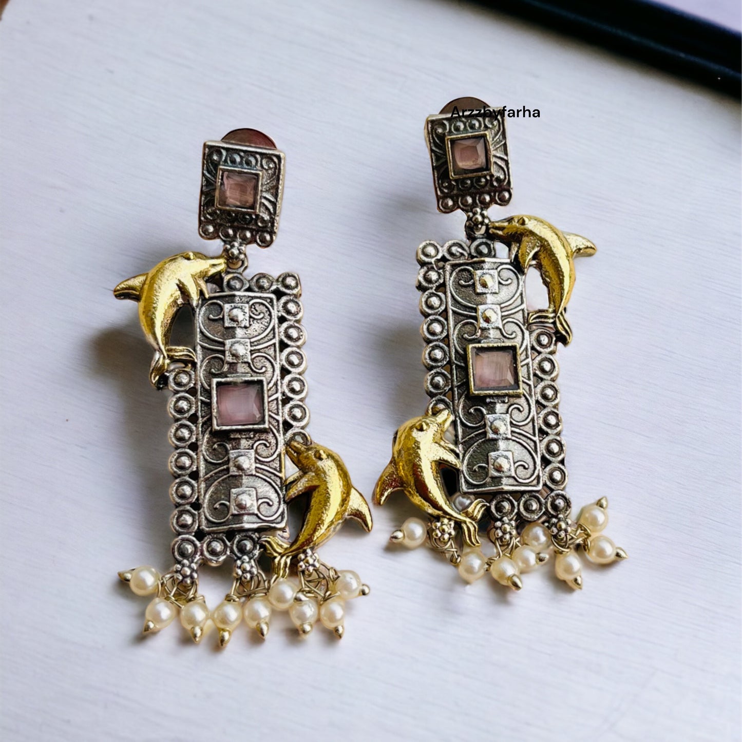 Dual Tone Pink Earrings