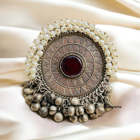 Maroon Stone Statement Finger Rings