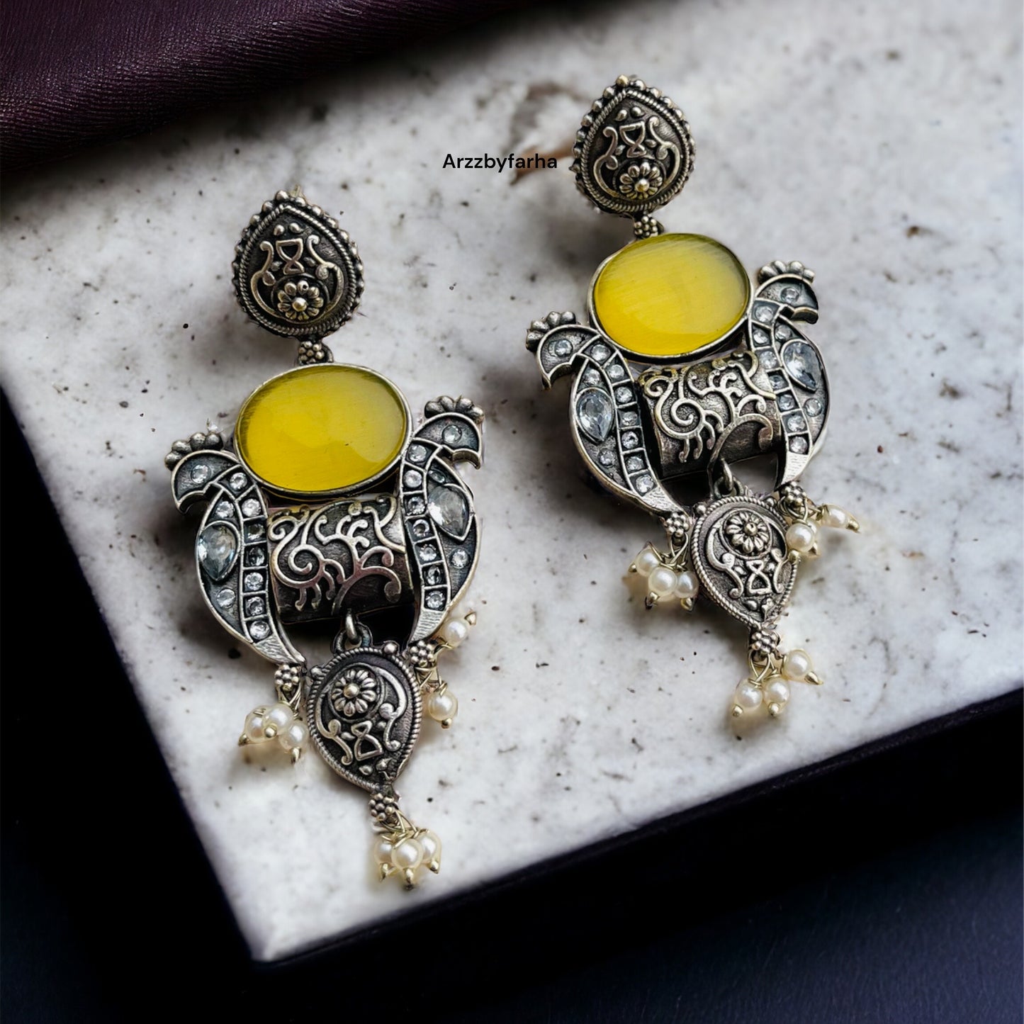 Yellow Stone AD Studded Earrings