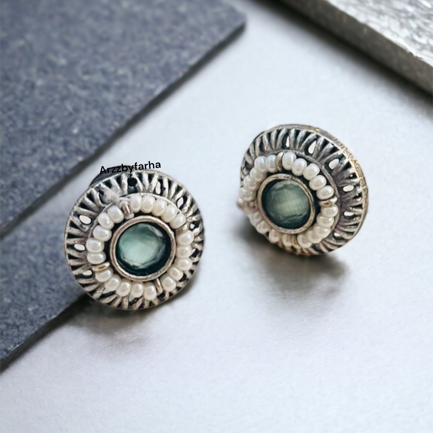 Sea Green Stone Studs Earring