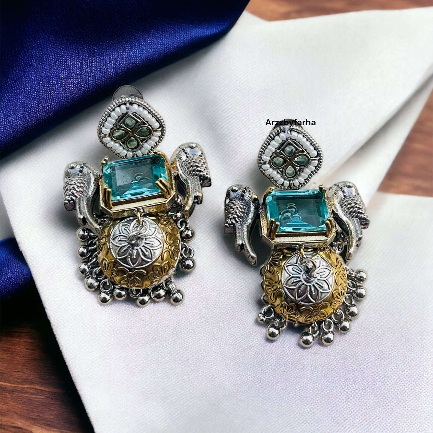 Dual Tone Designer Jhumki Earrings