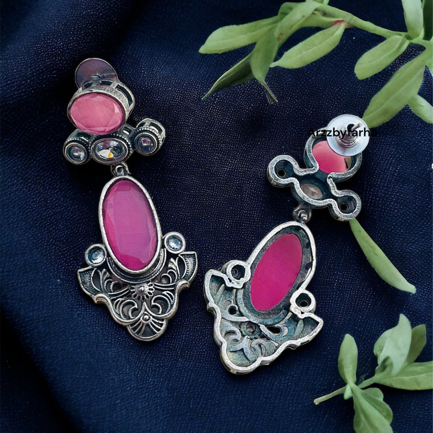 Pink Stone Drop Earring