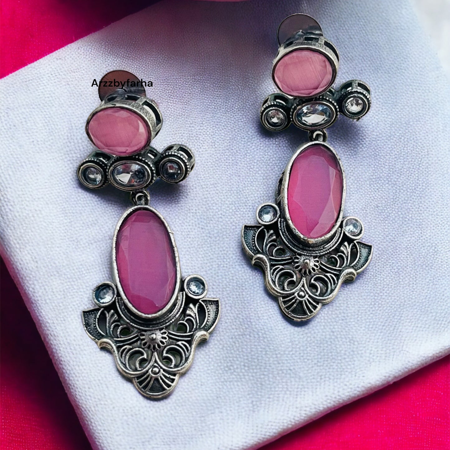 Pink Stone Drop Earring