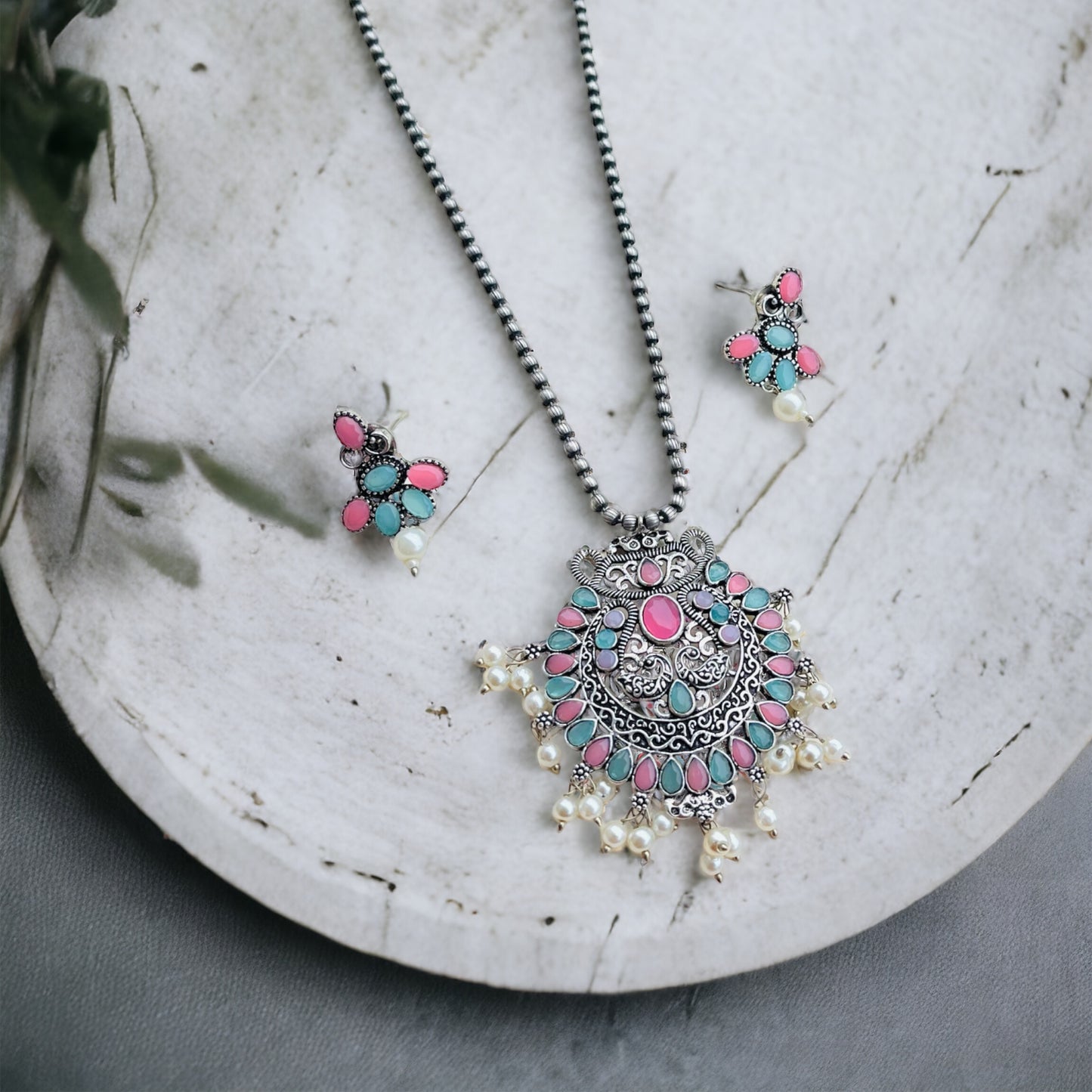 Pink & Blue Necklace Set