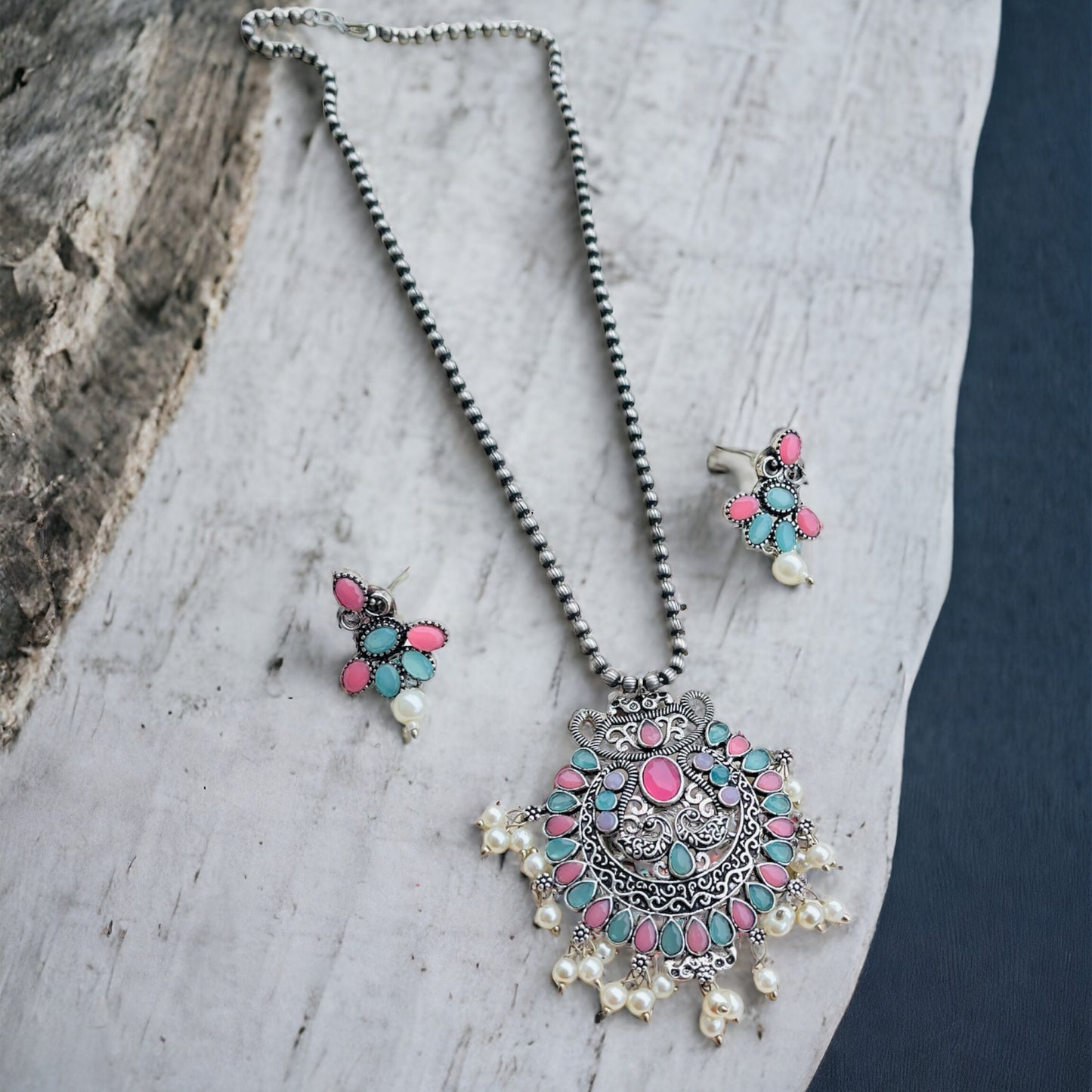 Pink & Blue Necklace Set