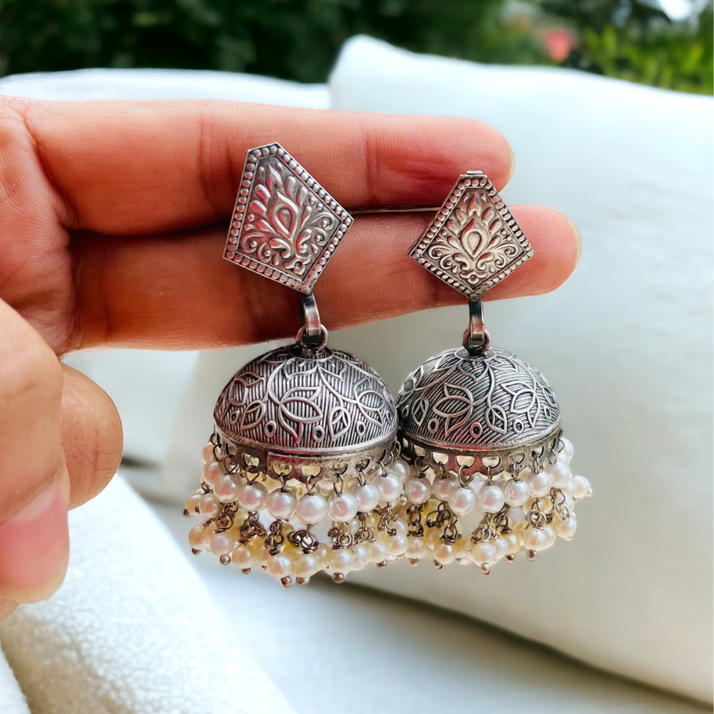 Classic Silver Jhumki Earring