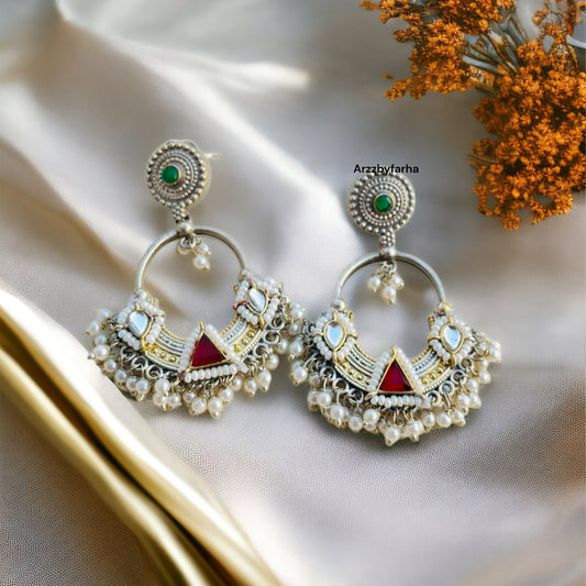 Dual Tone Chandbali Earrings