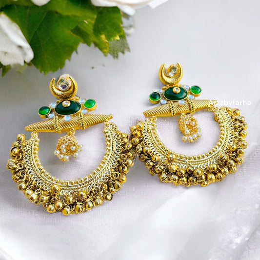 Statement Mint Chandbali Earrings