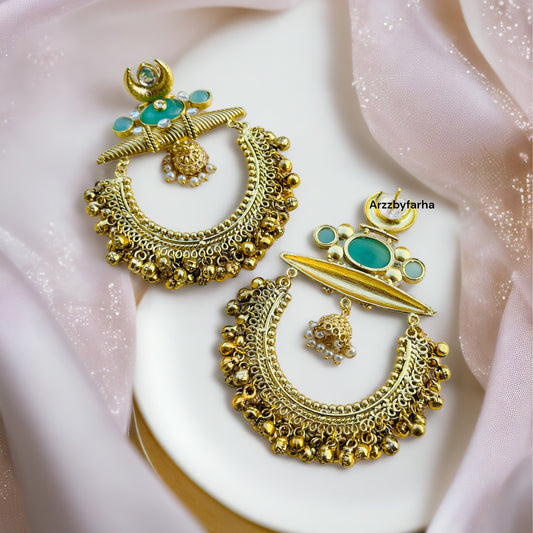 Statement Mint Chandbali Earrings