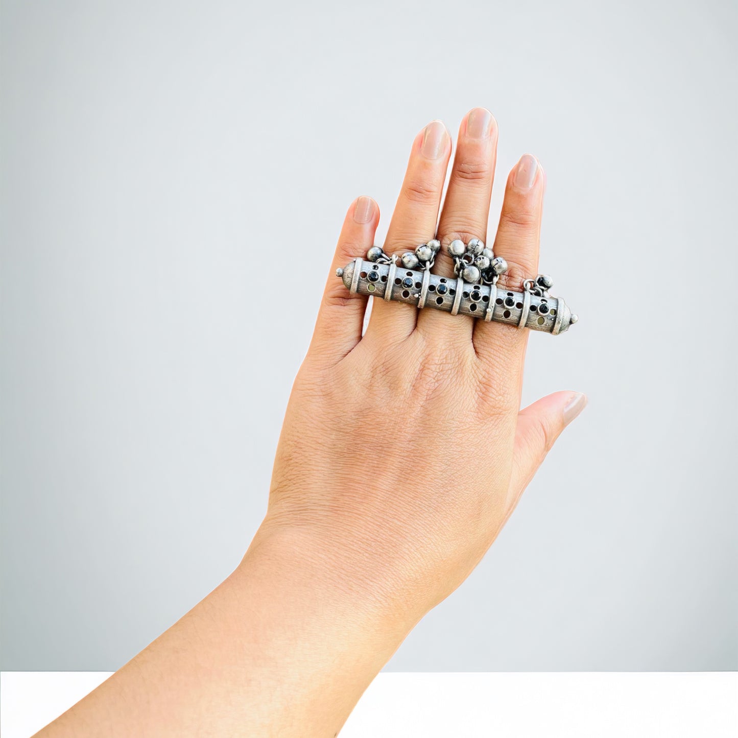 Silver Oxidised Statement Ring