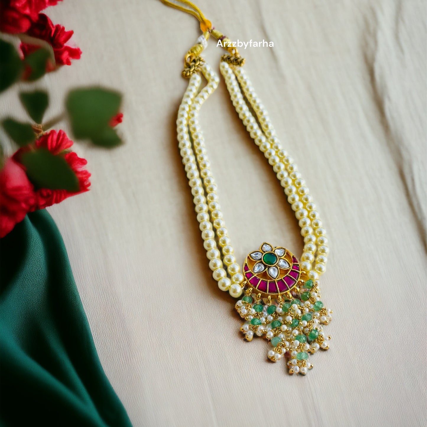 Jadau Kundan Moti Choker Necklace